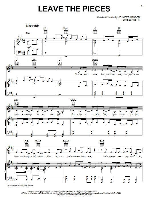 The Wreckers Leave The Pieces Sheet Music Notes & Chords for Piano, Vocal & Guitar (Right-Hand Melody) - Download or Print PDF The Wreckers Leave The Pieces Sheet Music Notes & Chords for Piano, Vocal & Guitar (Right-Hand Melody) - Download or Print PDF