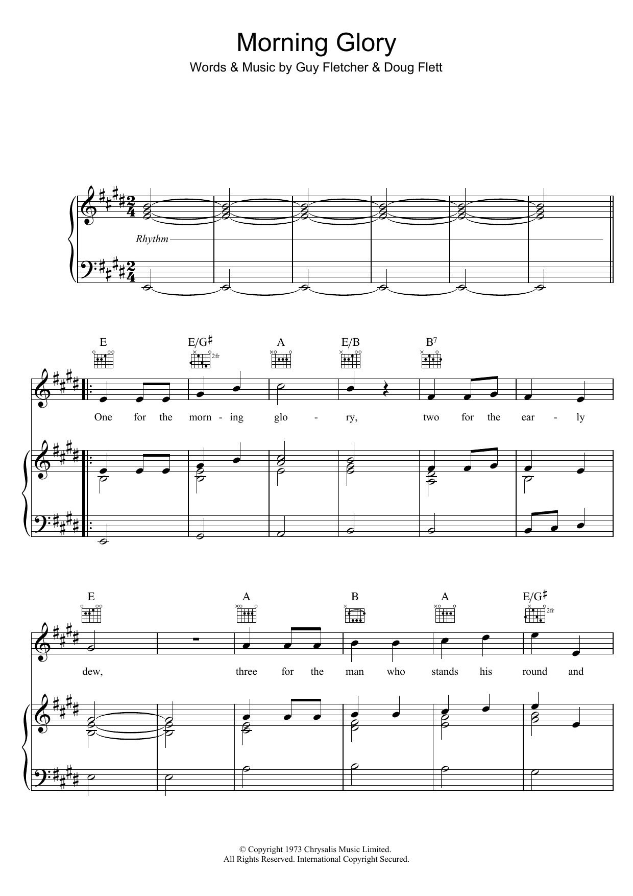 The Wurzels Morning Glory Sheet Music Notes & Chords for Piano, Vocal & Guitar (Right-Hand Melody) - Download or Print PDF
