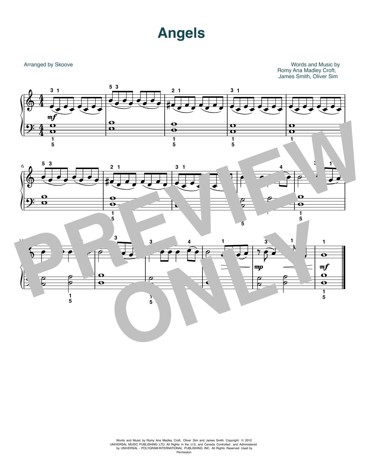 The XX Angels (arr. Skoove) Sheet Music Notes & Chords for Beginner Piano (Abridged) - Download or Print PDF