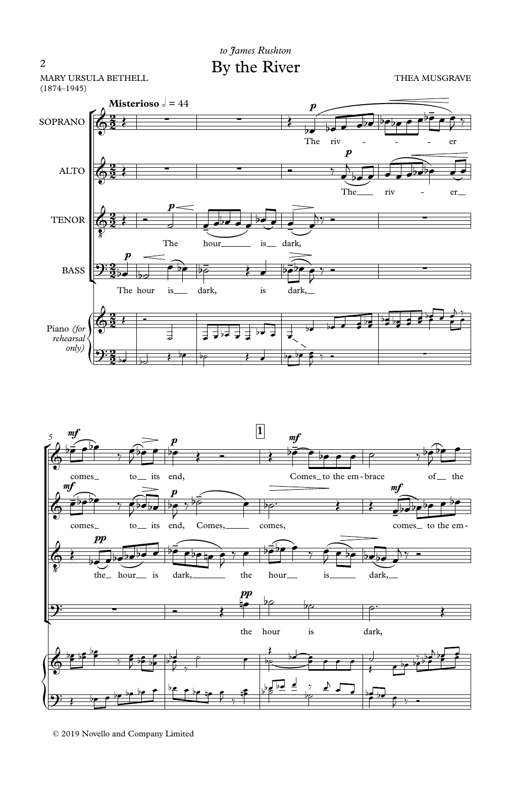 Thea Musgrave By The River Sheet Music Notes & Chords for SATB Choir - Download or Print PDF