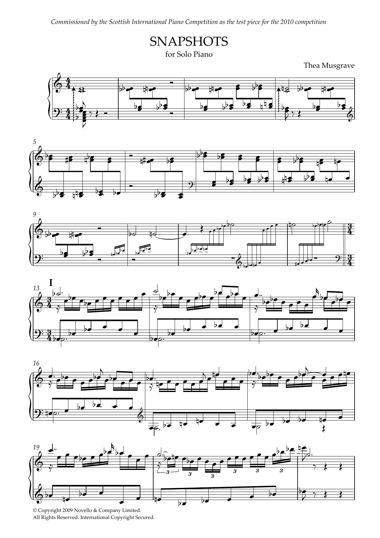 Thea Musgrave Snapshots Sheet Music Notes & Chords for Piano - Download or Print PDF