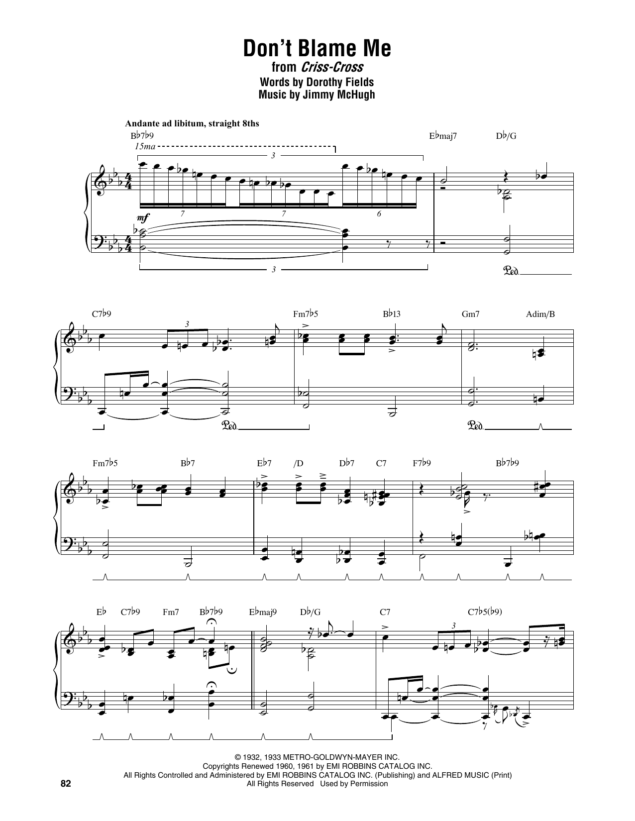 Thelonious Monk Don't Blame Me Sheet Music Notes & Chords for Piano Transcription - Download or Print PDF