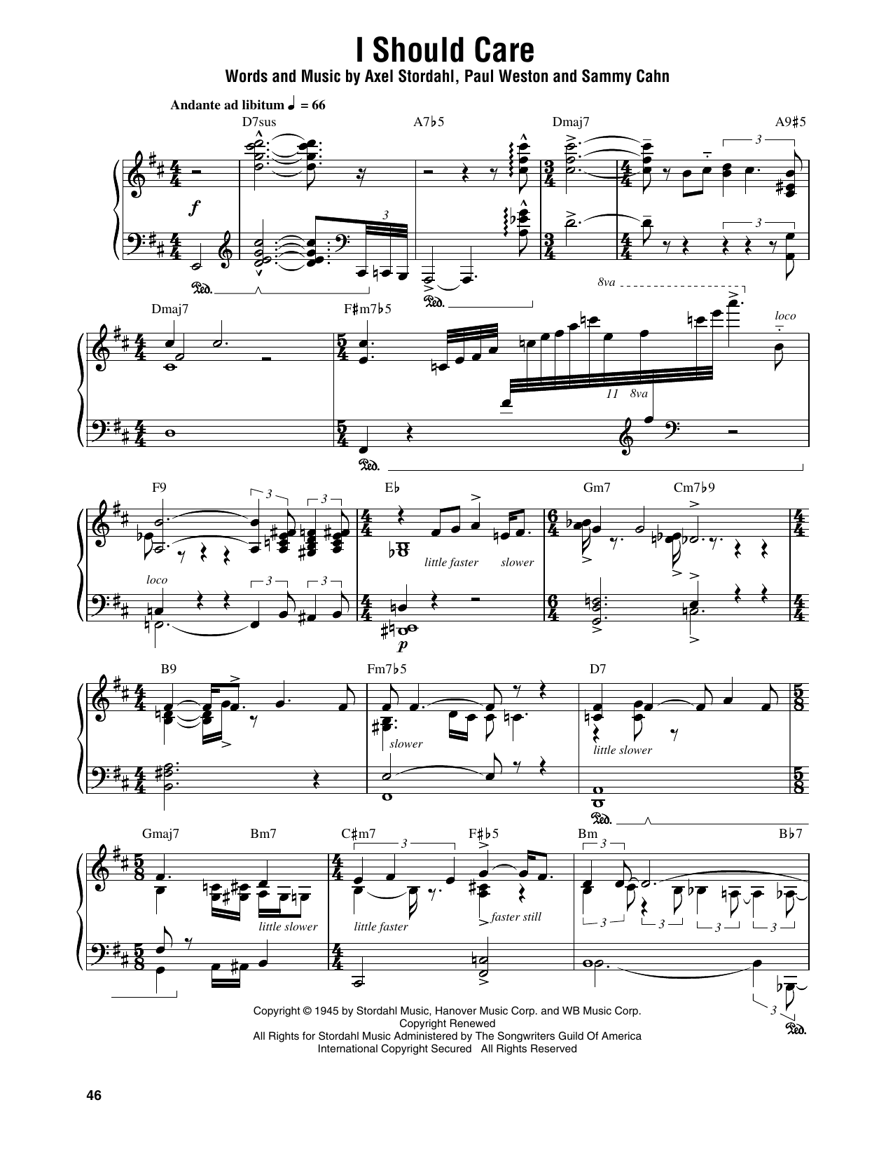Thelonious Monk I Should Care Sheet Music Notes & Chords for Piano Transcription - Download or Print PDF