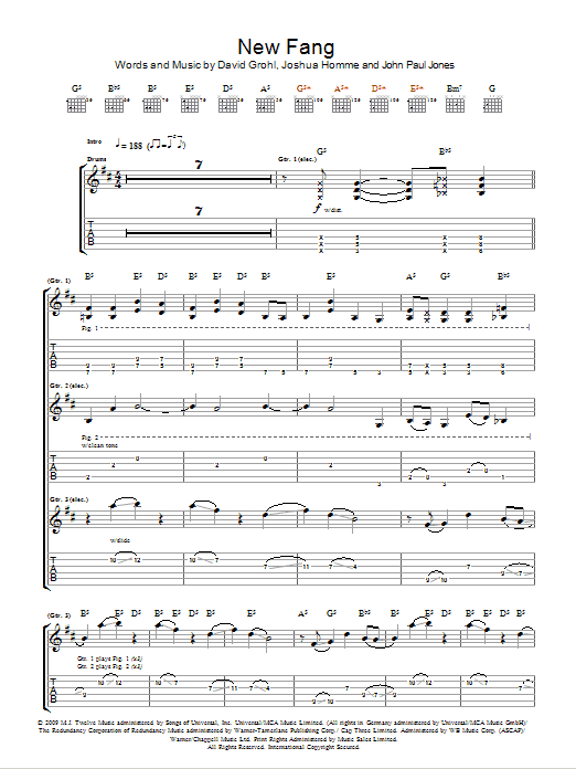 Them Crooked Vultures New Fang Sheet Music Notes & Chords for Guitar Tab - Download or Print PDF