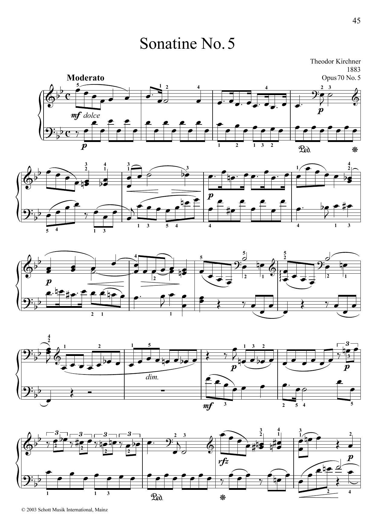 Theodor Kirchner Sonatina No. 5 Sheet Music Notes & Chords for Piano Solo - Download or Print PDF