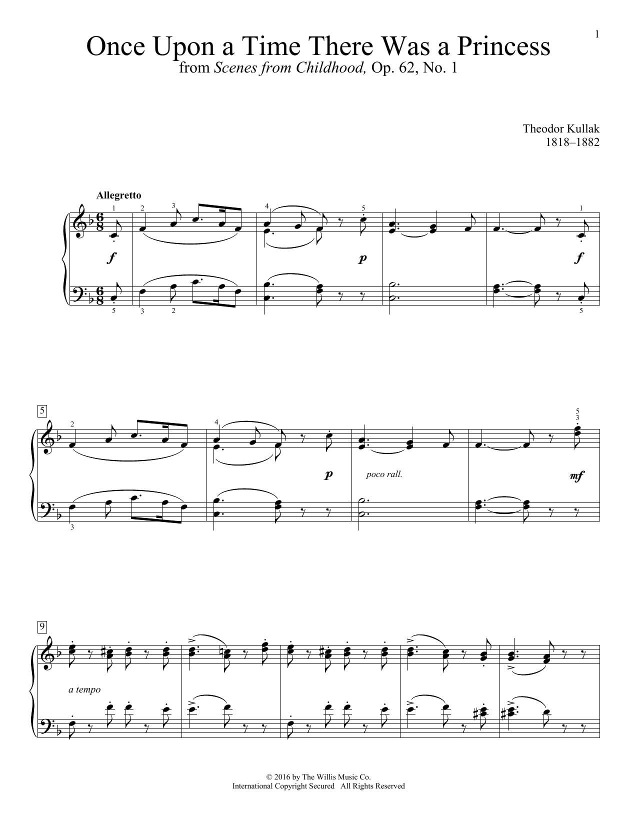 Theodor Kullak Once Upon A Time There Was A Princess Sheet Music Notes & Chords for Educational Piano - Download or Print PDF