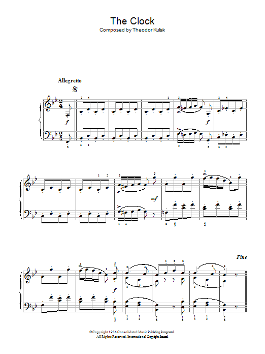 Theodor Kullak The Clock Sheet Music Notes & Chords for Beginner Piano - Download or Print PDF