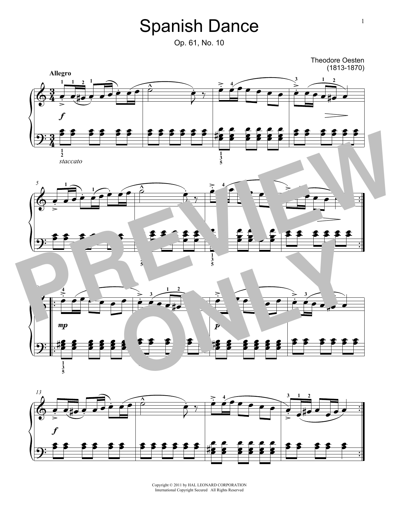 Theodor Oesten Spanish Dance Sheet Music Notes & Chords for Educational Piano - Download or Print PDF