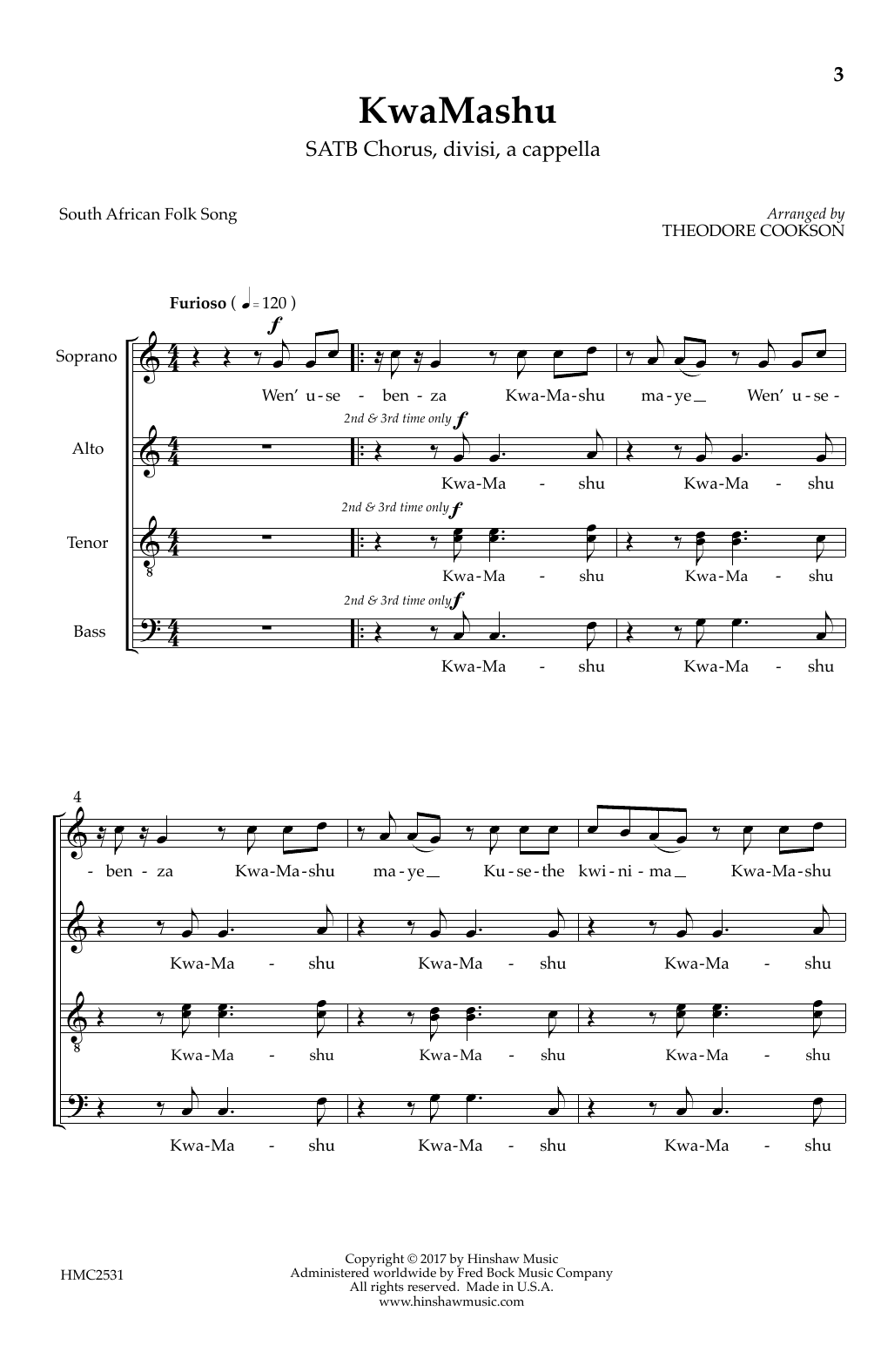 Theodore Cookson KwaMashu Sheet Music Notes & Chords for Choral - Download or Print PDF