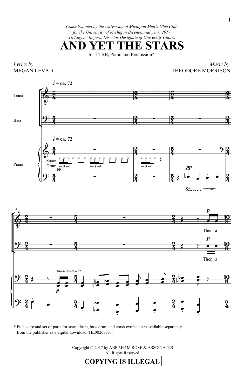 Theodore Morrison And Yet The Stars Sheet Music Notes & Chords for TTBB - Download or Print PDF