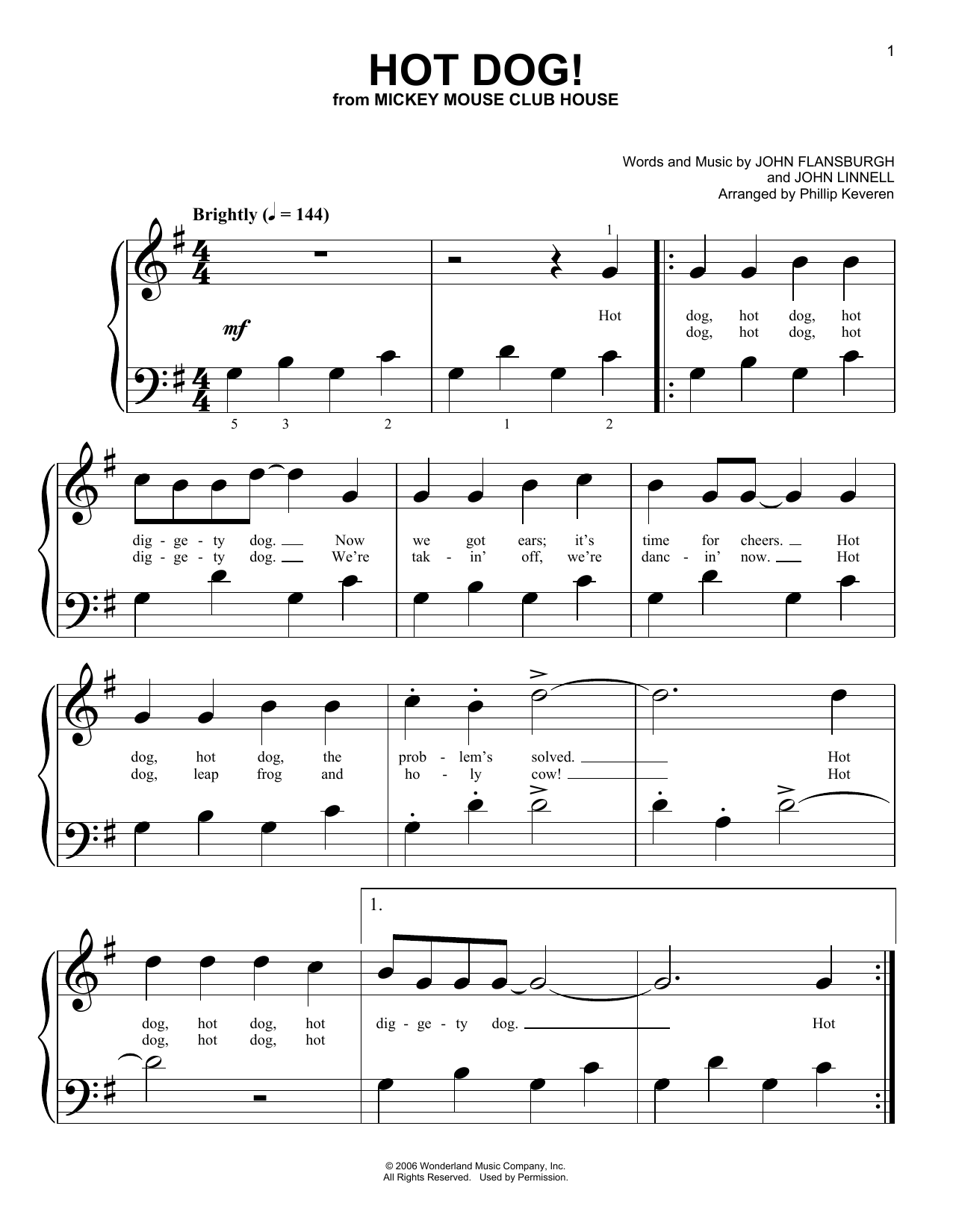 They Might Be Giants Hot Dog! (arr. Phillip Keveren) Sheet Music Notes & Chords for Piano (Big Notes) - Download or Print PDF