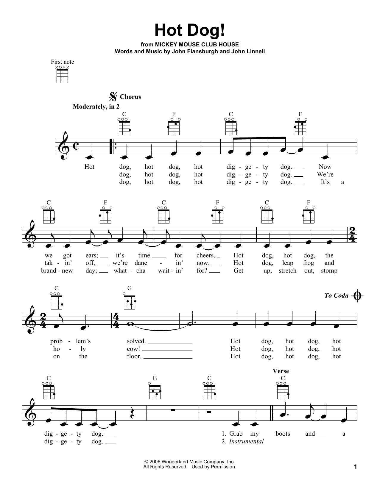 They Might Be Giants Hot Dog! Sheet Music Notes & Chords for Ukulele - Download or Print PDF