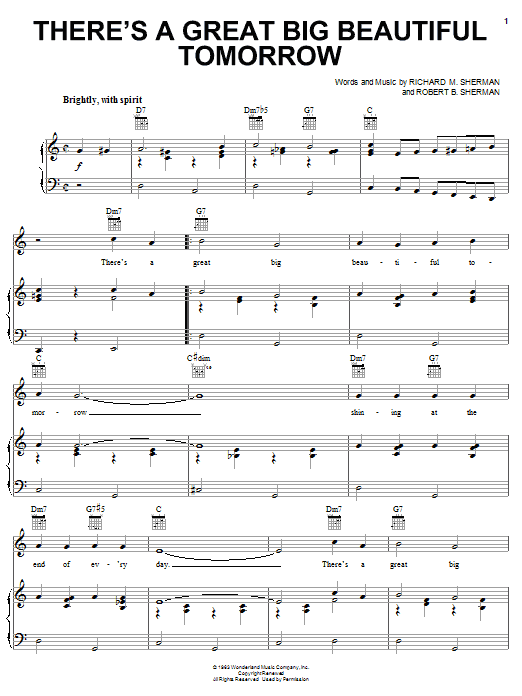 They Might Be Giants There's A Great Big Beautiful Tomorrow Sheet Music Notes & Chords for Piano, Vocal & Guitar (Right-Hand Melody) - Download or Print PDF