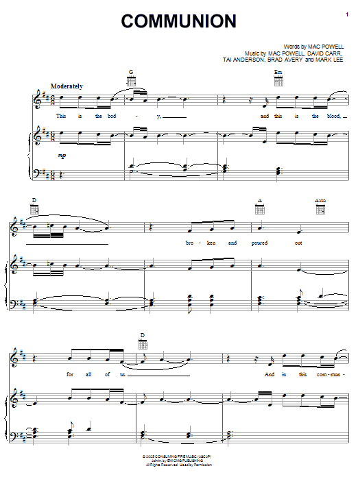 Third Day Communion Sheet Music Notes & Chords for Piano, Vocal & Guitar (Right-Hand Melody) - Download or Print PDF Third Day Communion Sheet Music Notes & Chords for Piano, Vocal & Guitar (Right-Hand Melody) - Download or Print PDF
