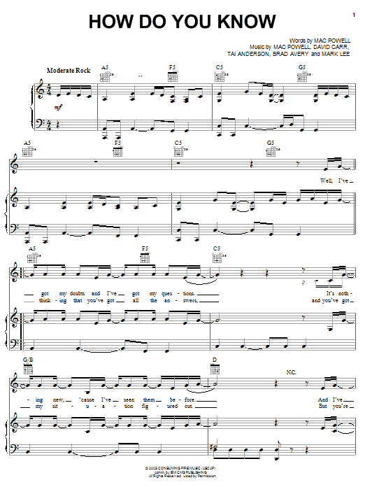 Third Day How Do You Know Sheet Music Notes & Chords for Piano, Vocal & Guitar (Right-Hand Melody) - Download or Print PDF Third Day How Do You Know Sheet Music Notes & Chords for Piano, Vocal & Guitar (Right-Hand Melody) - Download or Print PDF