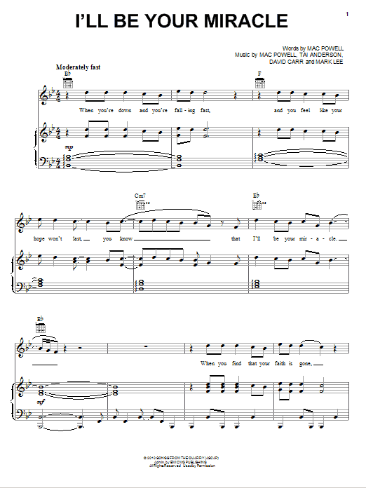 Third Day I'll Be Your Miracle Sheet Music Notes & Chords for Piano, Vocal & Guitar (Right-Hand Melody) - Download or Print PDF