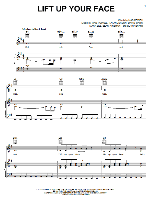 Third Day Lift Up Your Face Sheet Music Notes & Chords for Piano, Vocal & Guitar (Right-Hand Melody) - Download or Print PDF Third Day Lift Up Your Face Sheet Music Notes & Chords for Piano, Vocal & Guitar (Right-Hand Melody) - Download or Print PDF