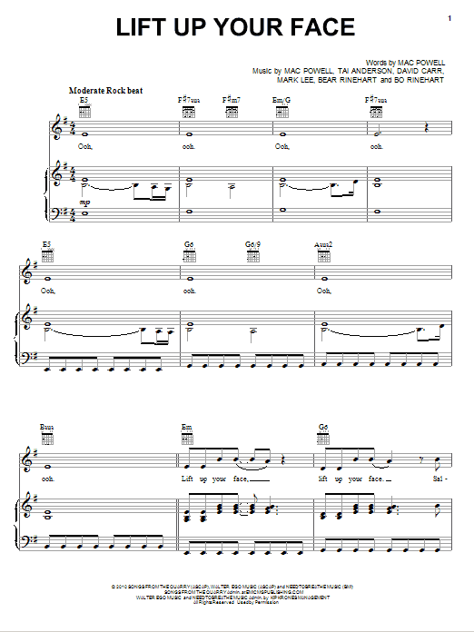 Third Day Lift Up Your Face Sheet Music Notes & Chords for Piano, Vocal & Guitar (Right-Hand Melody) - Download or Print PDF