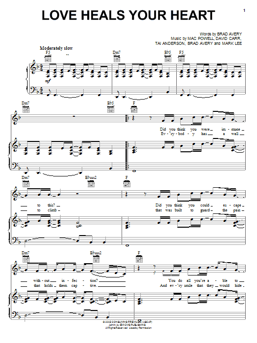 Third Day Love Heals Your Heart Sheet Music Notes & Chords for Piano, Vocal & Guitar (Right-Hand Melody) - Download or Print PDF Third Day Love Heals Your Heart Sheet Music Notes & Chords for Piano, Vocal & Guitar (Right-Hand Melody) - Download or Print PDF
