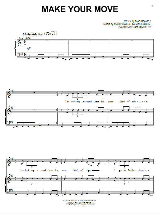Third Day Make Your Move Sheet Music Notes & Chords for Piano, Vocal & Guitar (Right-Hand Melody) - Download or Print PDF