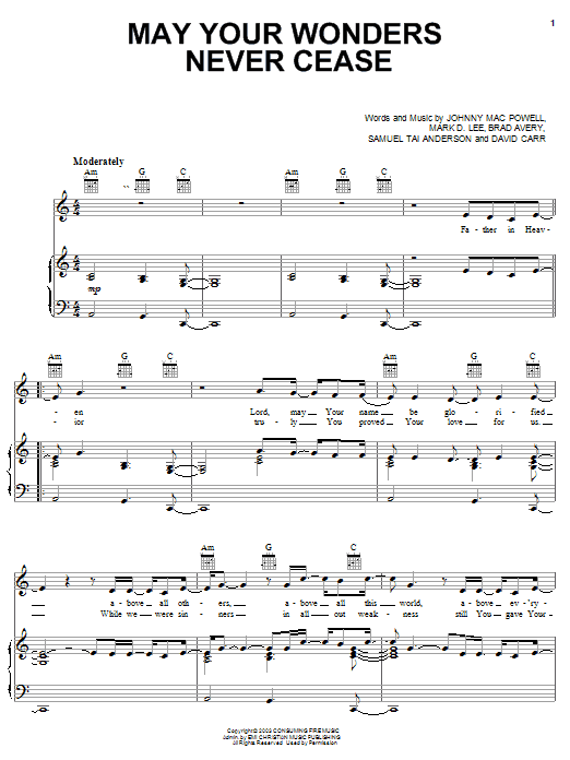 Third Day May Wonders Never Cease Sheet Music Notes & Chords for Piano, Vocal & Guitar (Right-Hand Melody) - Download or Print PDF Third Day May Wonders Never Cease Sheet Music Notes & Chords for Piano, Vocal & Guitar (Right-Hand Melody) - Download or Print PDF