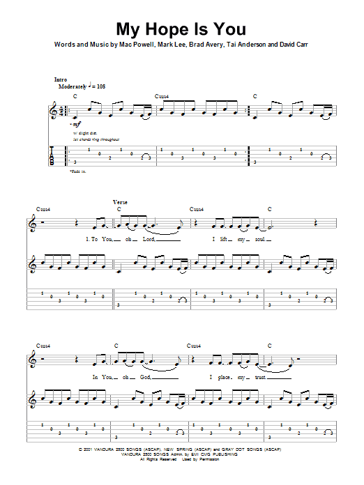 Third Day My Hope Is You Sheet Music Notes & Chords for Guitar Tab (Single Guitar) - Download or Print PDF