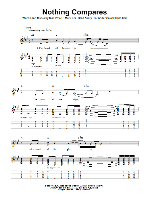 Third Day Nothing Compares Sheet Music Notes & Chords for Guitar Tab Play-Along - Download or Print PDF