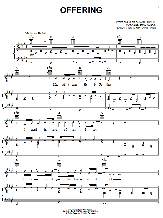 Third Day Offering Sheet Music Notes & Chords for Piano, Vocal & Guitar (Right-Hand Melody) - Download or Print PDF Third Day Offering Sheet Music Notes & Chords for Piano, Vocal & Guitar (Right-Hand Melody) - Download or Print PDF
