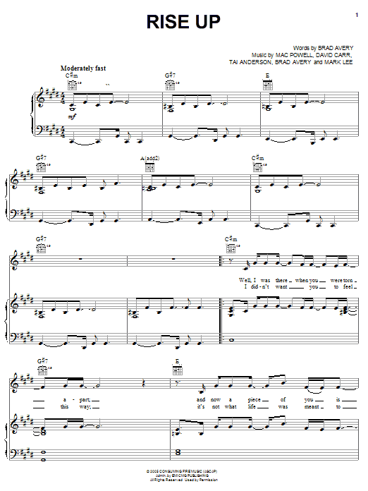 Third Day Rise Up Sheet Music Notes & Chords for Piano, Vocal & Guitar (Right-Hand Melody) - Download or Print PDF Third Day Rise Up Sheet Music Notes & Chords for Piano, Vocal & Guitar (Right-Hand Melody) - Download or Print PDF