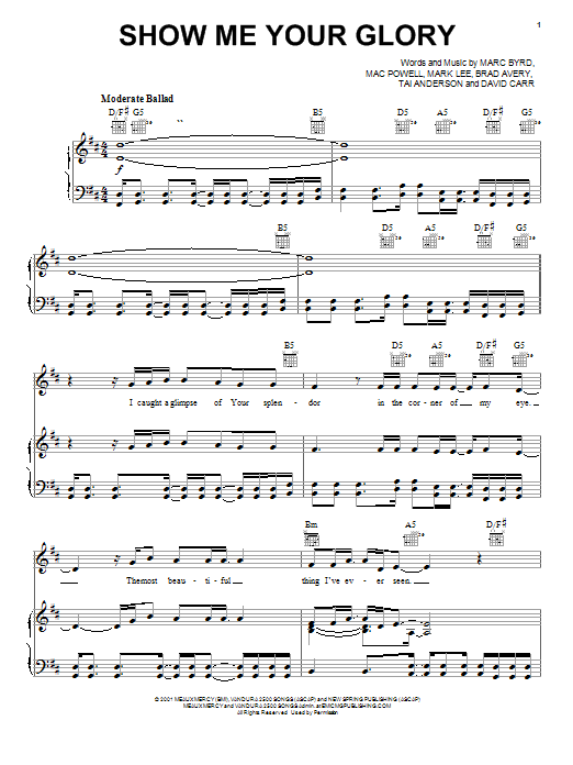 Third Day Show Me Your Glory Sheet Music Notes & Chords for Piano, Vocal & Guitar (Right-Hand Melody) - Download or Print PDF