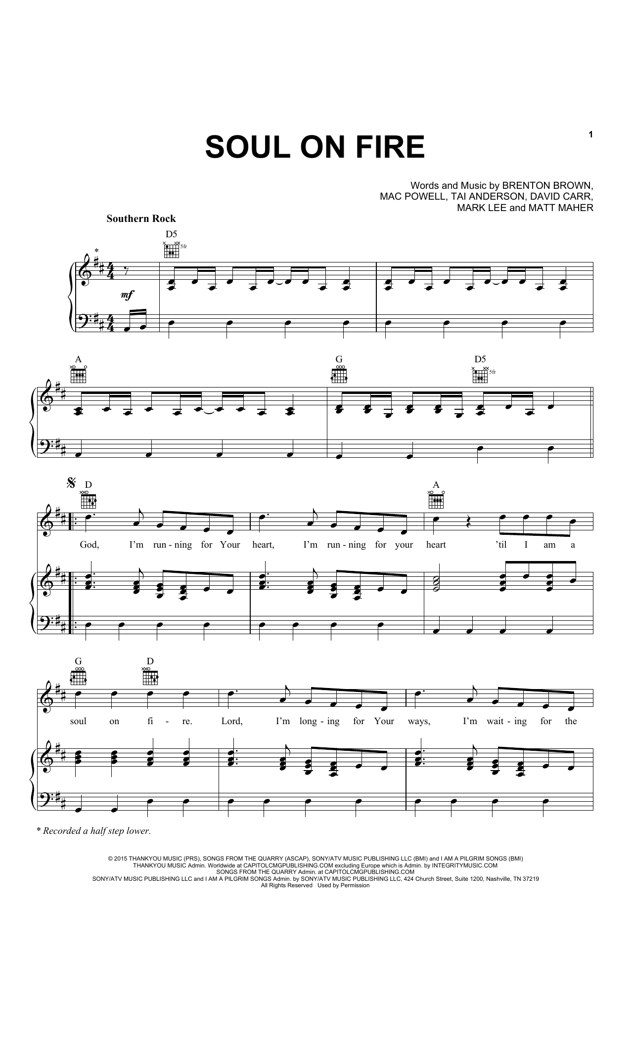 Third Day Soul On Fire Sheet Music Notes & Chords for Lead Sheet / Fake Book - Download or Print PDF
