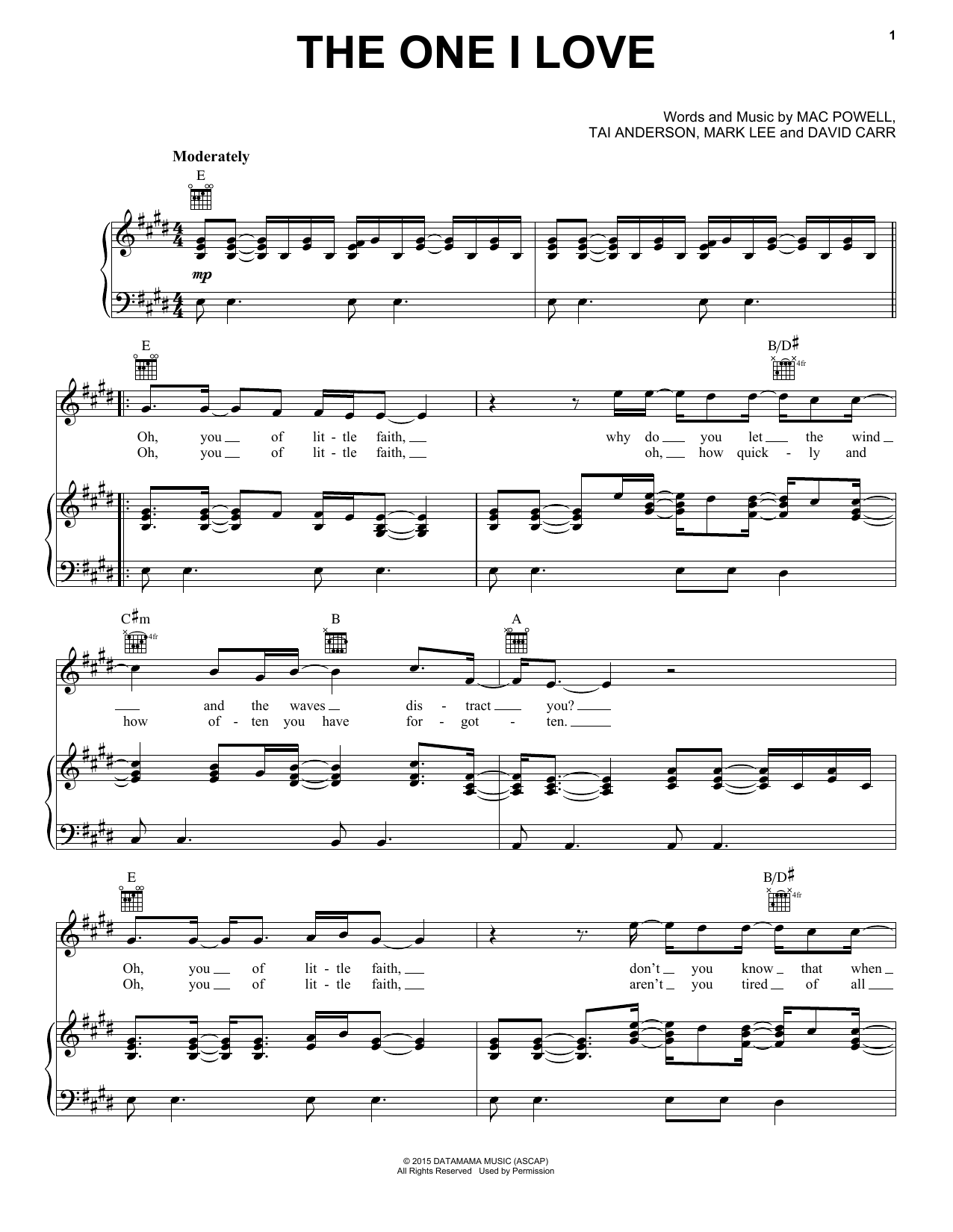 Third Day The One I Love Sheet Music Notes & Chords for Piano, Vocal & Guitar (Right-Hand Melody) - Download or Print PDF