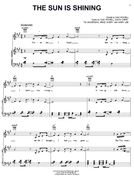 Third Day The Sun Is Shining Sheet Music Notes & Chords for Guitar Tab - Download or Print PDF