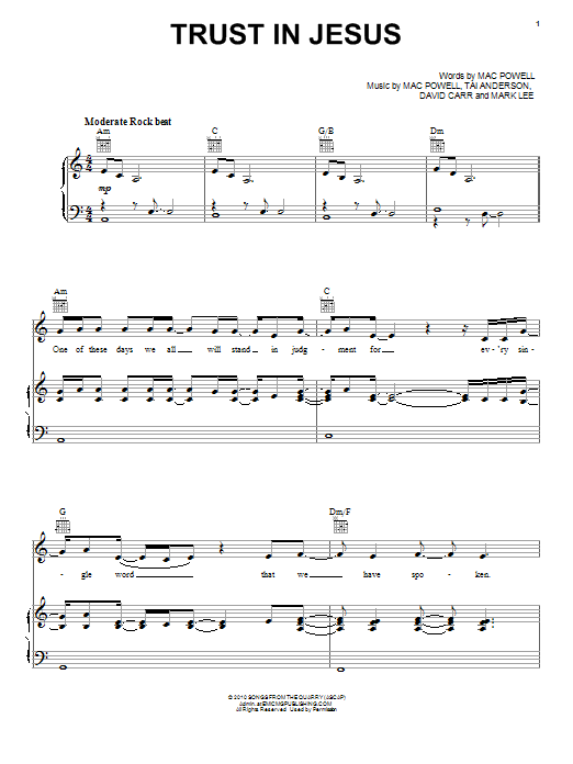 Third Day Trust In Jesus Sheet Music Notes & Chords for Piano, Vocal & Guitar (Right-Hand Melody) - Download or Print PDF Third Day Trust In Jesus Sheet Music Notes & Chords for Piano, Vocal & Guitar (Right-Hand Melody) - Download or Print PDF