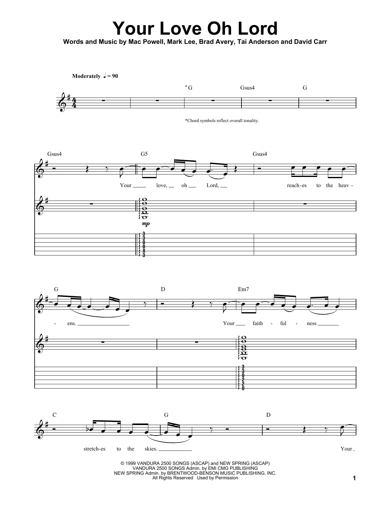 Third Day Your Love Oh Lord Sheet Music Notes & Chords for Lyrics & Chords - Download or Print PDF