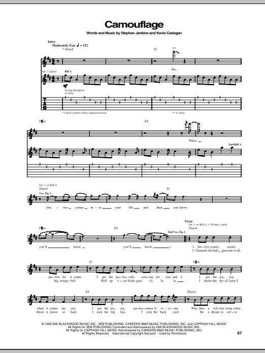 Third Eye Blind Camouflage Sheet Music Notes & Chords for Guitar Tab - Download or Print PDF