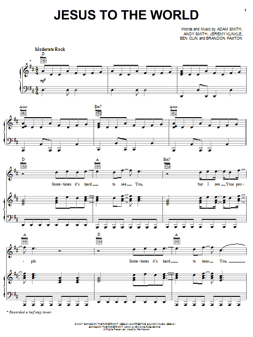 This Beautiful Republic Jesus To The World Sheet Music Notes & Chords for Piano, Vocal & Guitar (Right-Hand Melody) - Download or Print PDF