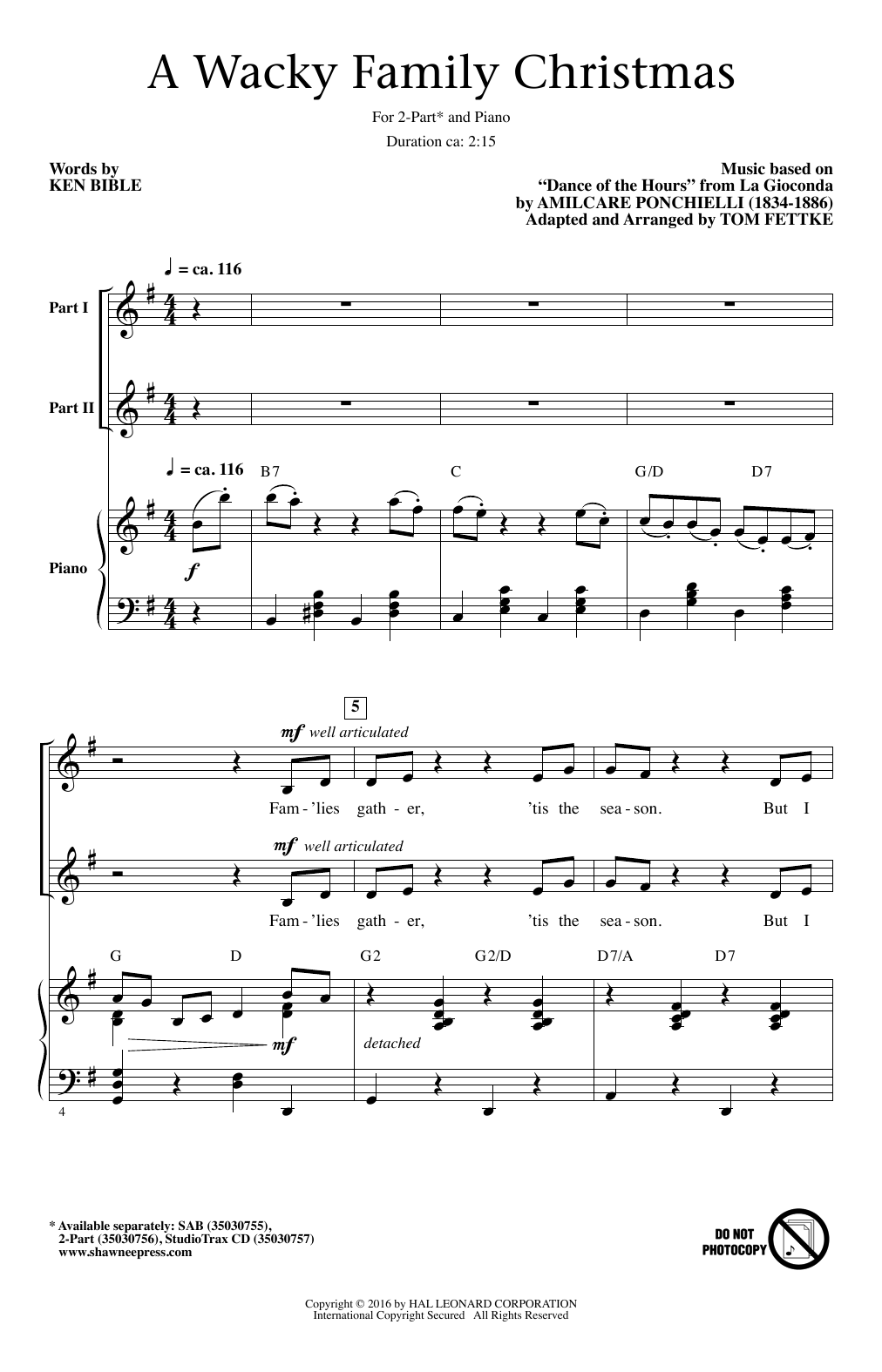Tom Fettke A Wacky Family Christmas Sheet Music Notes & Chords for SAB - Download or Print PDF