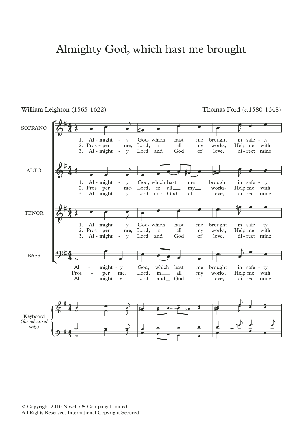 Thomas Ford Almighty God, Which Hast Me Brought Sheet Music Notes & Chords for Choir - Download or Print PDF