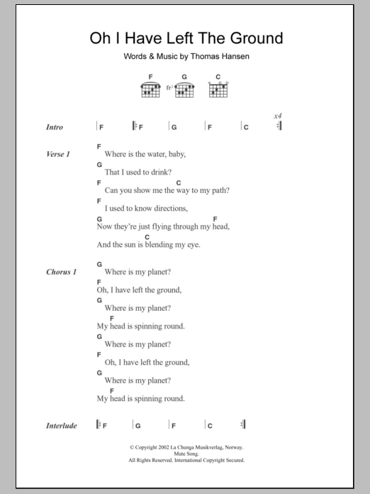 St. Thomas Oh I Have Left The Ground Sheet Music Notes & Chords for Lyrics & Chords - Download or Print PDF