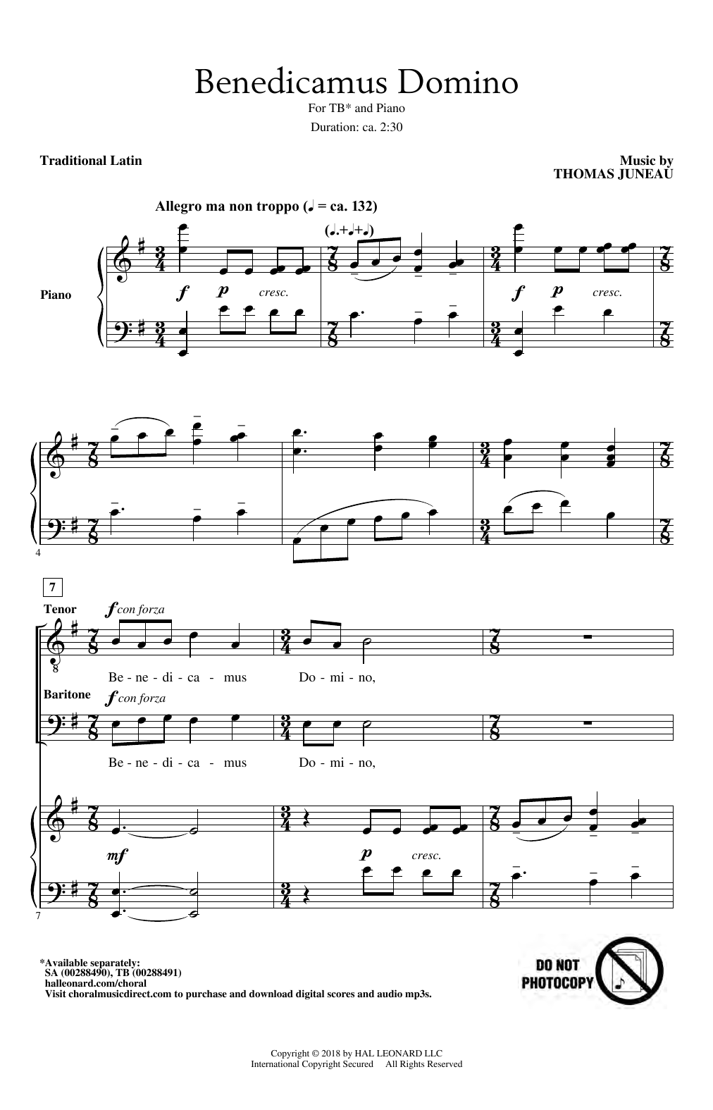 Thomas Juneau Benedicamus Domino Sheet Music Notes & Chords for TB - Download or Print PDF