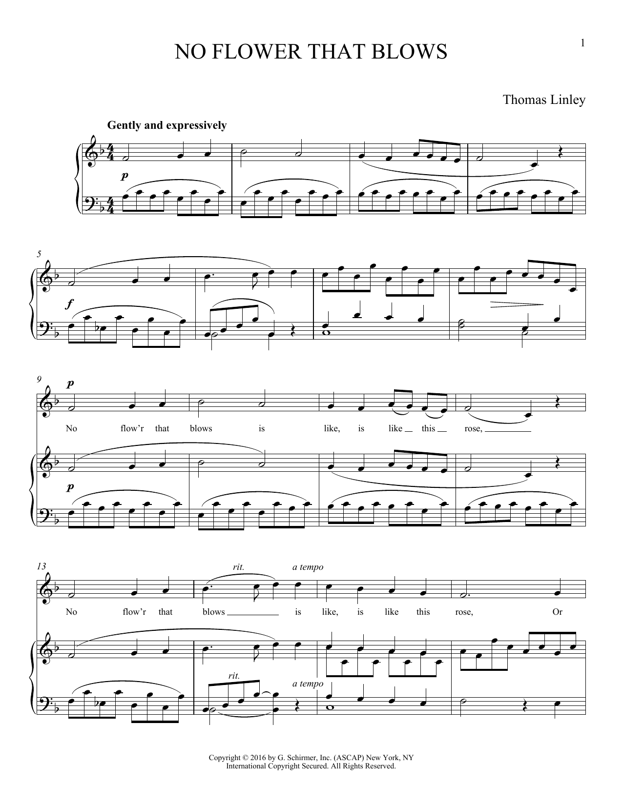 Thomas Linley No Flower that Blows Sheet Music Notes & Chords for Piano & Vocal - Download or Print PDF