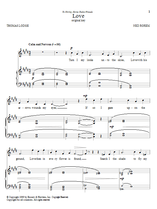 Thomas Lodge Love Sheet Music Notes & Chords for Piano & Vocal - Download or Print PDF