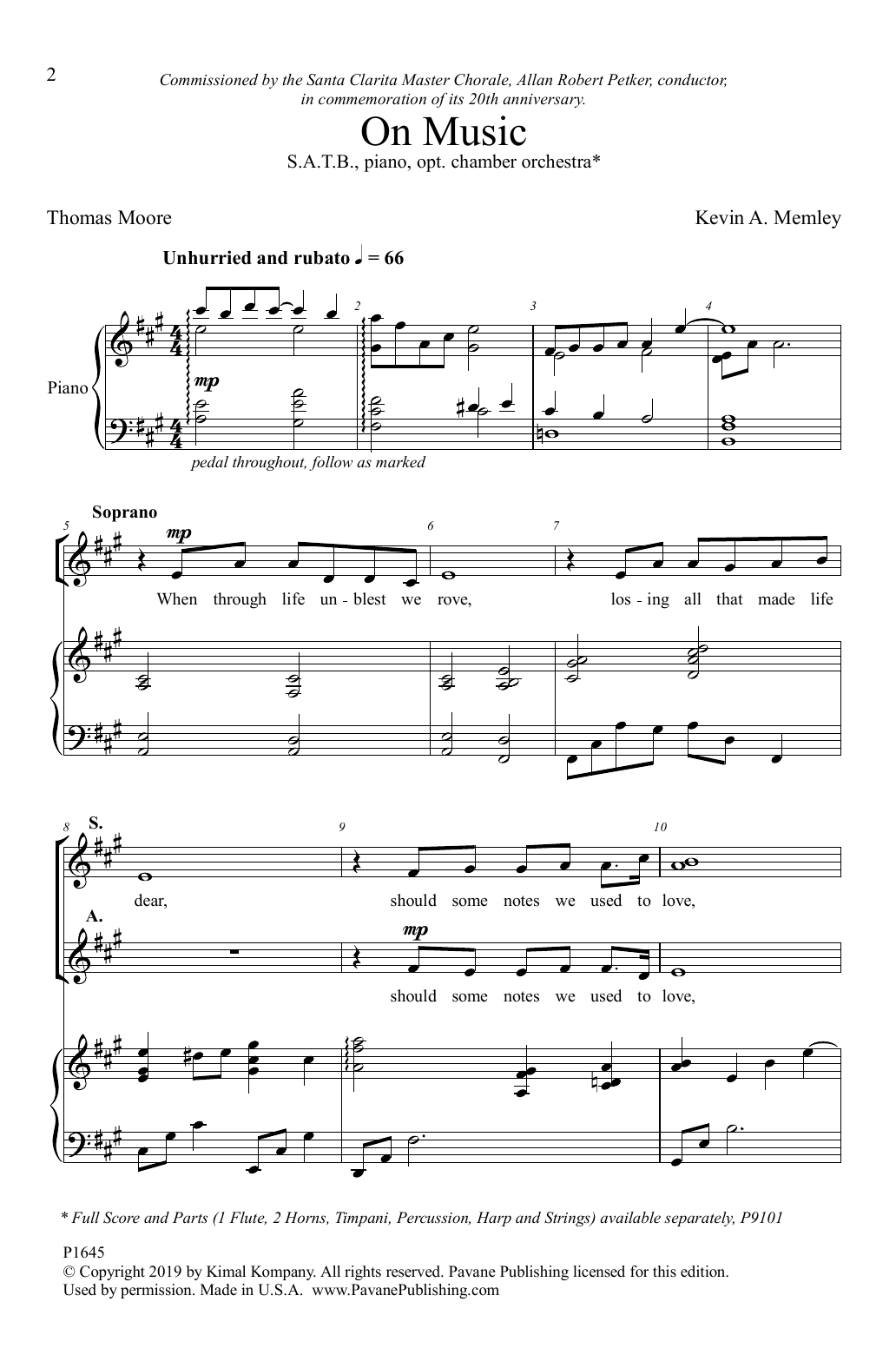 Thomas Moore and Kevin A. Memley On Music Sheet Music Notes & Chords for SATB Choir - Download or Print PDF