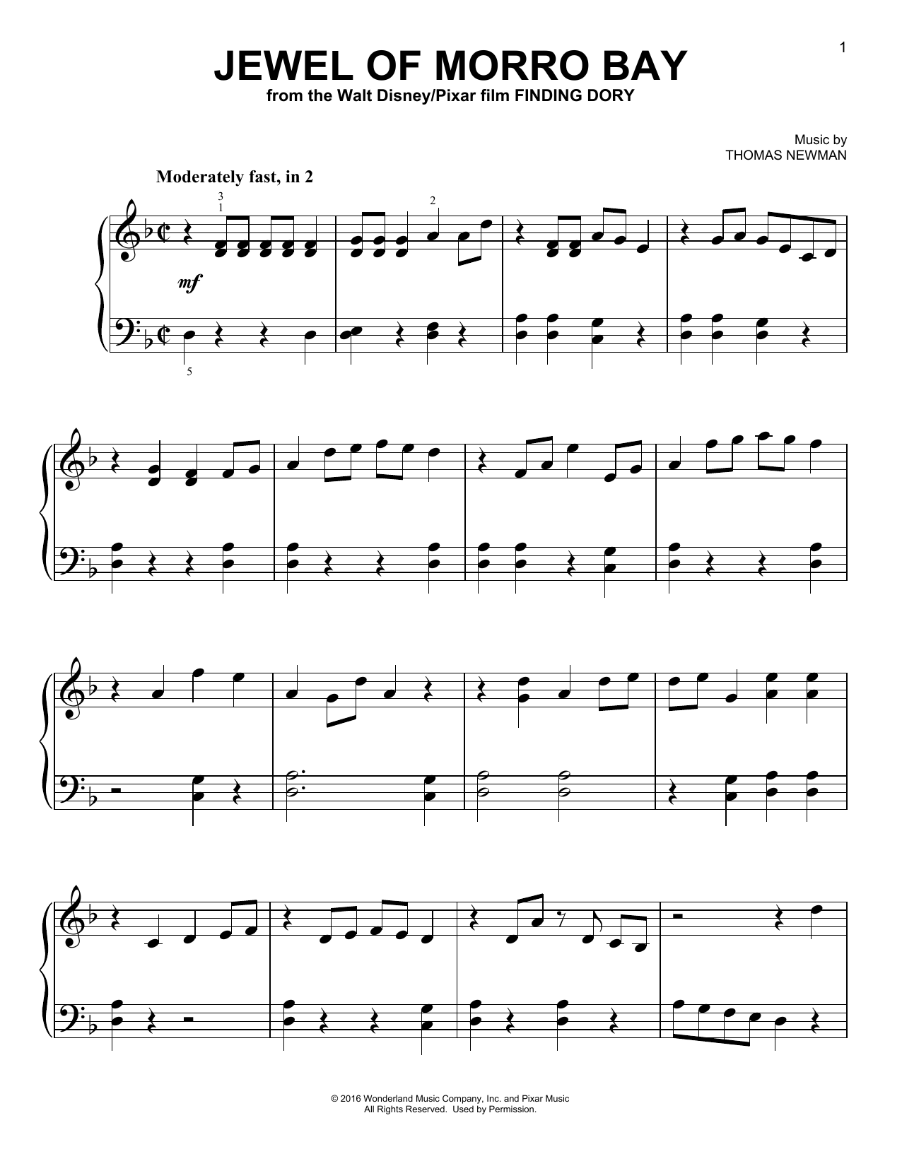Thomas Newman Jewel Of Morro Bay Sheet Music Notes & Chords for Easy Piano - Download or Print PDF