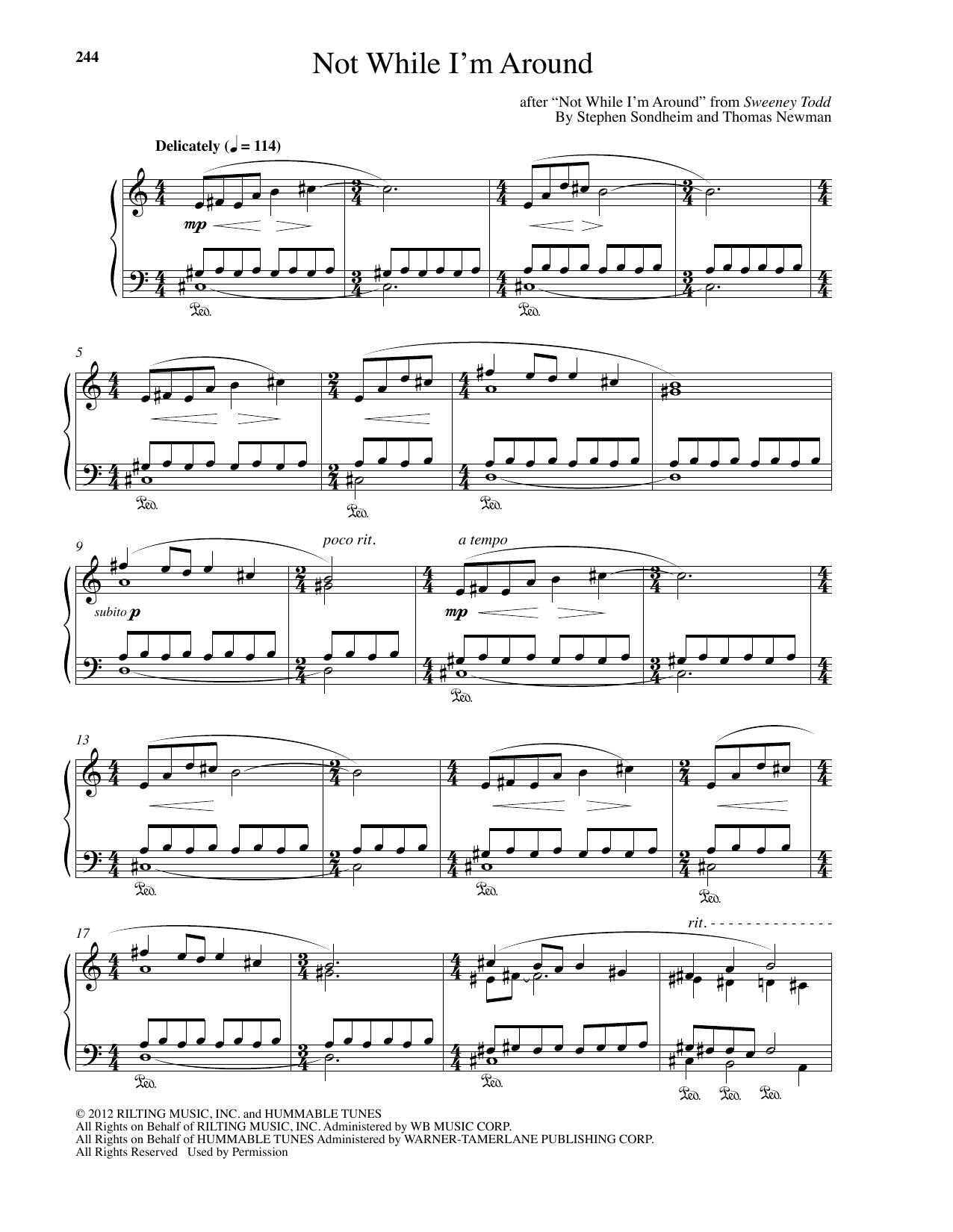 Thomas Newman Not While I'm Around Sheet Music Notes & Chords for Piano - Download or Print PDF