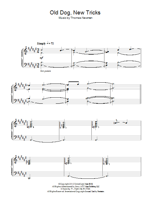 Thomas Newman Old Dog, New Tricks Sheet Music Notes & Chords for Piano - Download or Print PDF