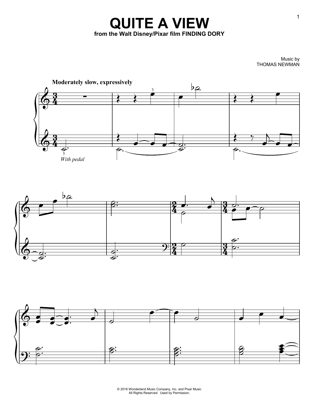 Thomas Newman Quite A View Sheet Music Notes & Chords for Piano - Download or Print PDF