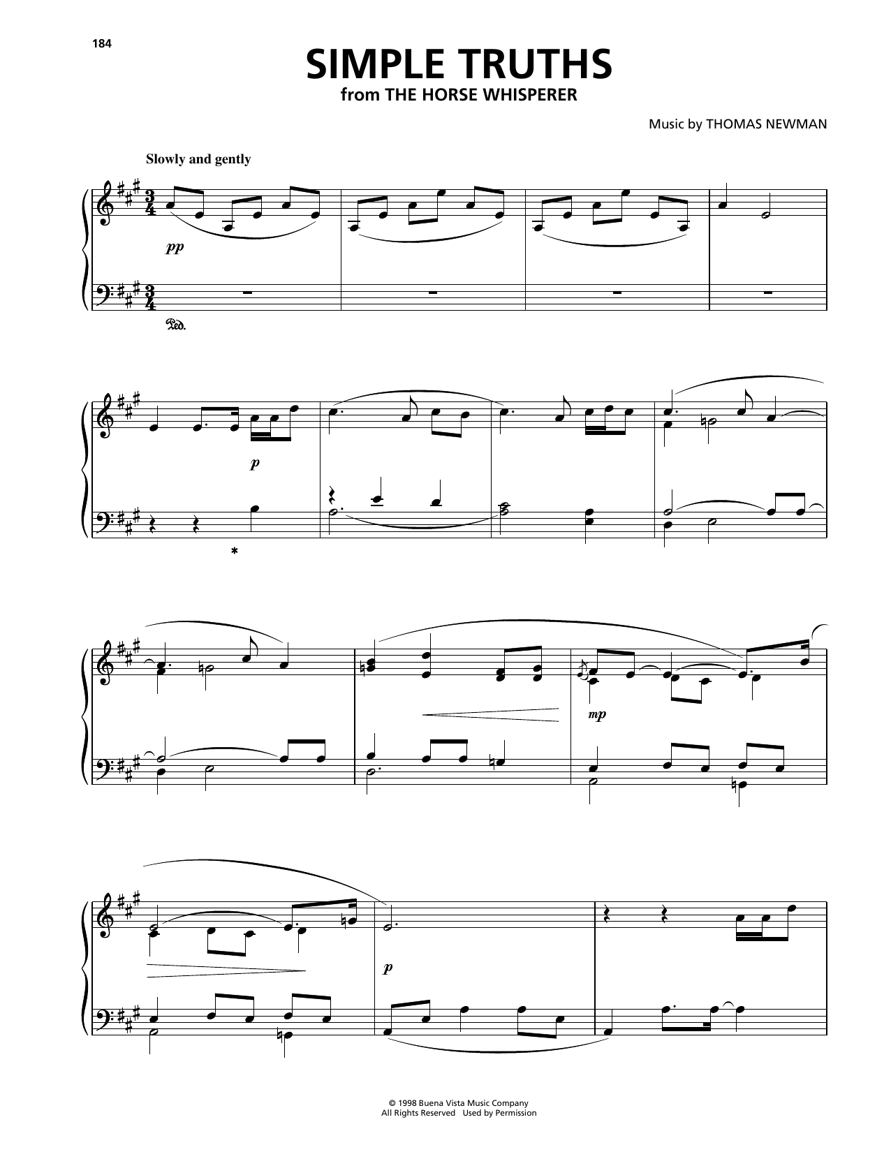 Thomas Newman Simple Truths (from The Horse Whisperer) Sheet Music Notes & Chords for Piano Solo - Download or Print PDF Thomas Newman Simple Truths (from The Horse Whisperer) Sheet Music Notes & Chords for Piano Solo - Download or Print PDF