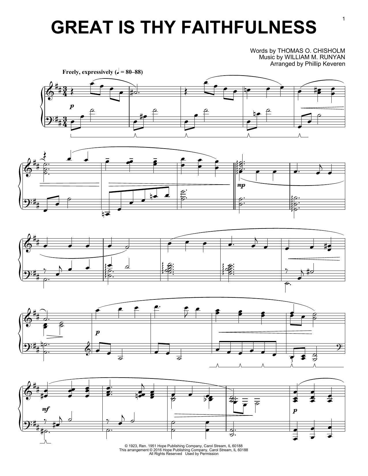 Thomas O. Chisholm Great Is Thy Faithfulness (arr. Phillip Keveren) Sheet Music Notes & Chords for Piano Solo - Download or Print PDF